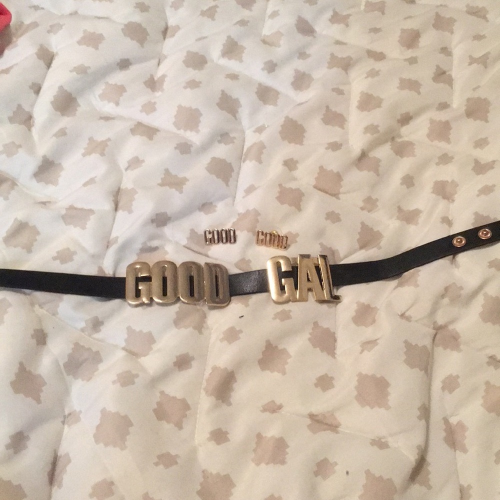 Black gold choker good gal earrings post set bdm